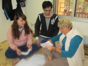 Teaching English in small groups to Blind-Link students.