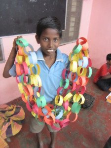 Ugendran with his paper chains