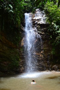 Bathing in the waterfall