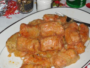 Stuffed cabbage (sarmale) for Christmas dinner.