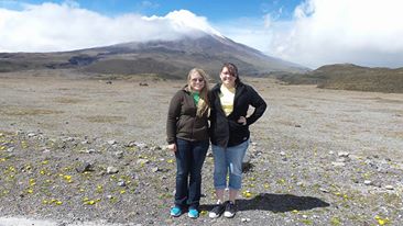 ECU1506A1 - Sarah Eades and Chelsea Nolan at base of Cotopaxi Volcano