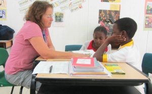 Ruth with students in St. Lucia