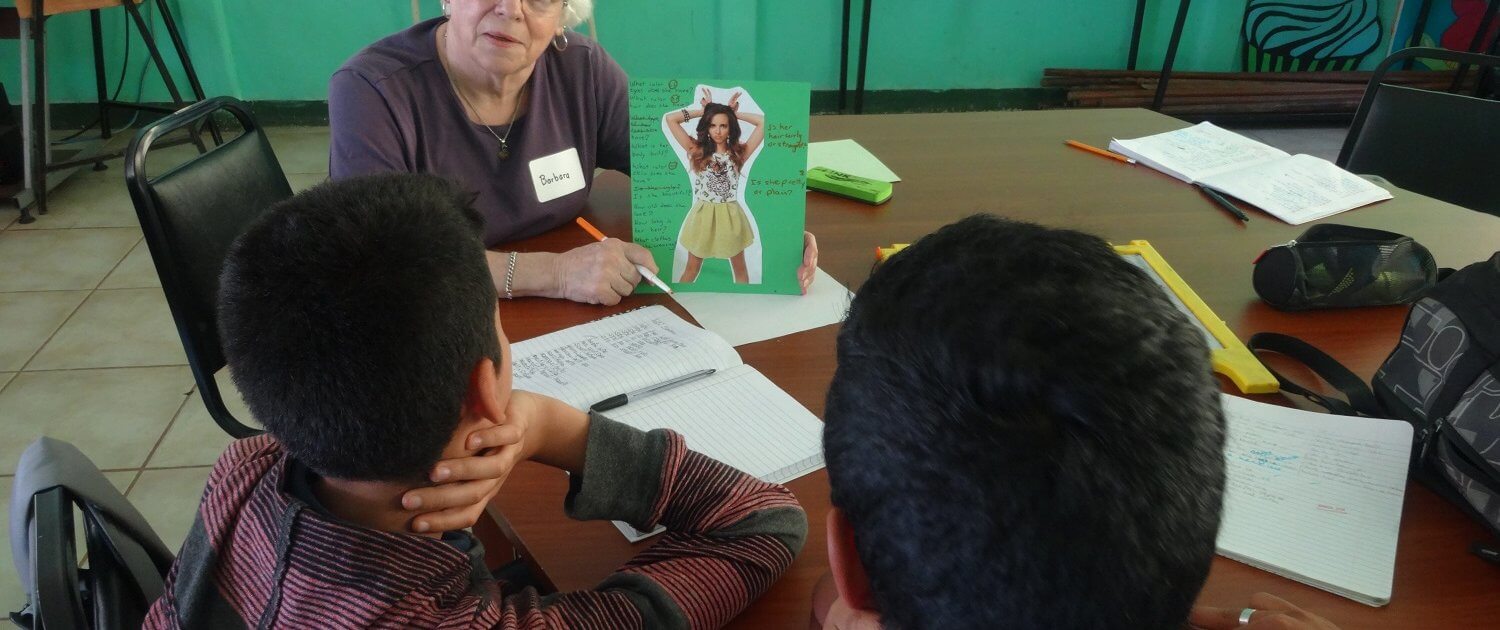 Costa Rica volunteer Barb in conversational English classes in Monteverde
