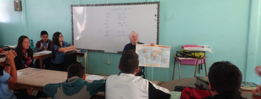 Global Volunteer Sharon in conversational English classes with students in Costa Rica