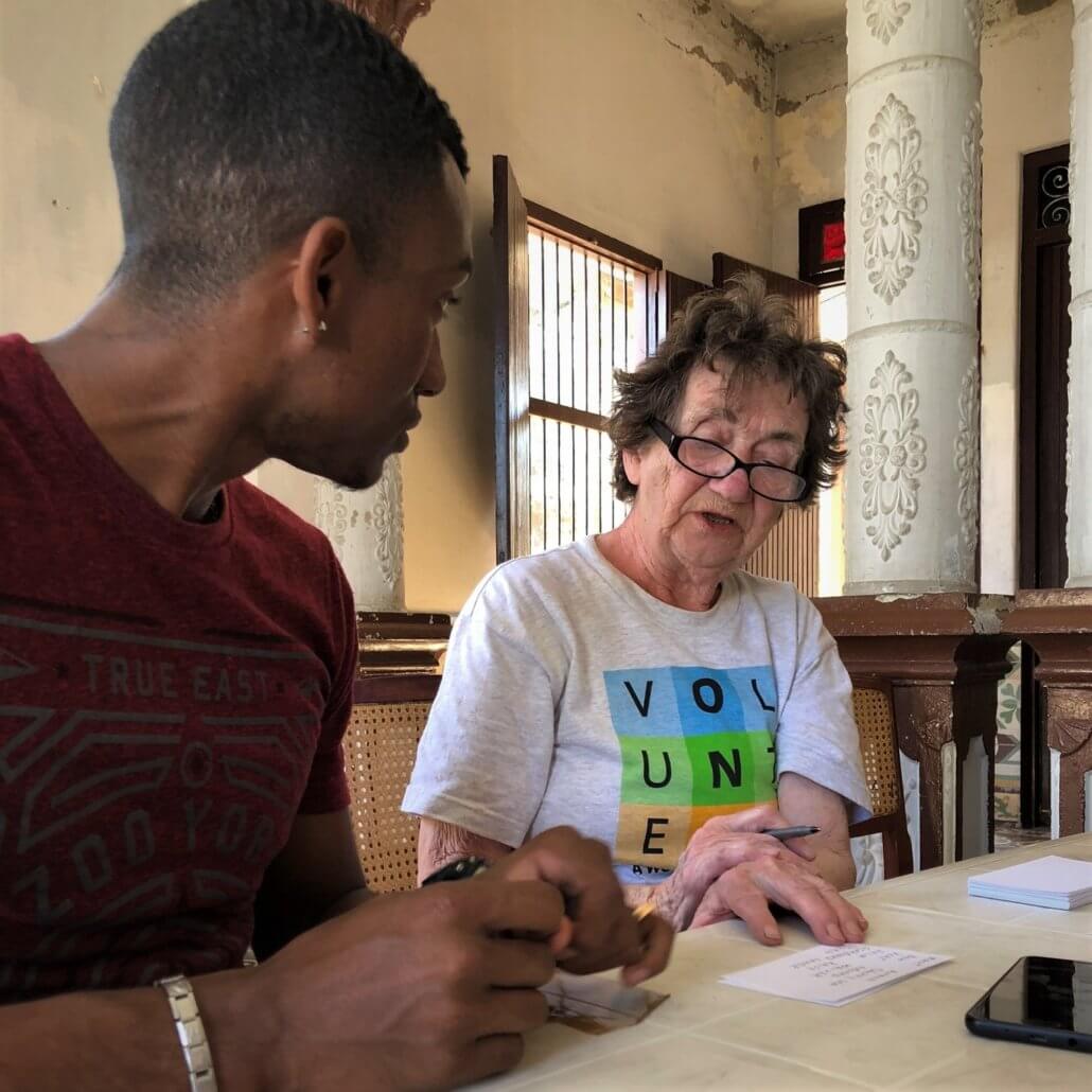 Pat teaching Rafael in Cuba.