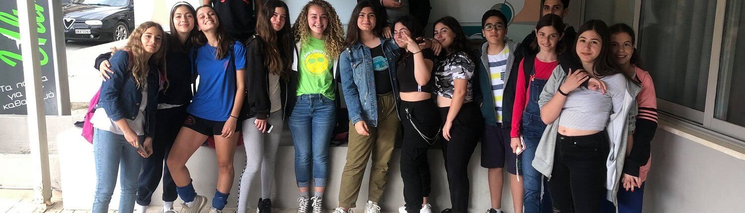 Cassidy with her students in Greece.