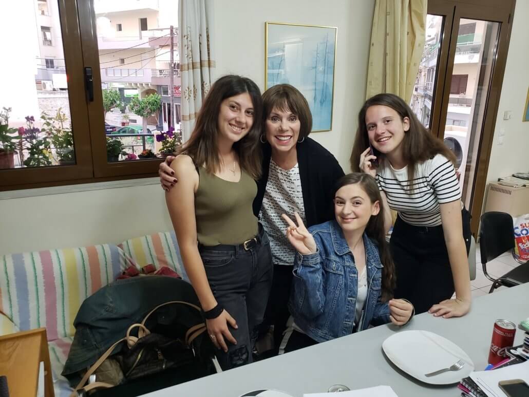 Judy with the older students in Crete, Greece.
