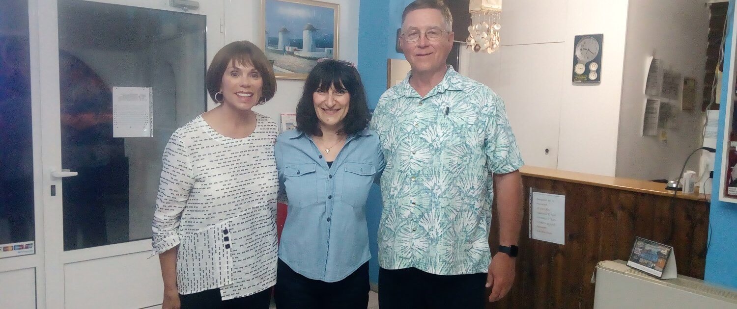Judy and Bob with Maria (the nurse) in Crete.