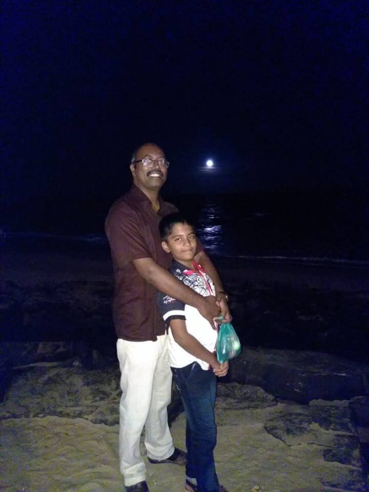 Stephen and son Roshan on holiday.
