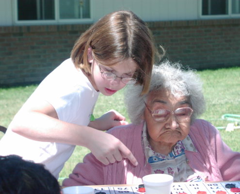 Providing companionship and stimulation to Blackfeet elders is an on-going service project on the reservation in Montana.