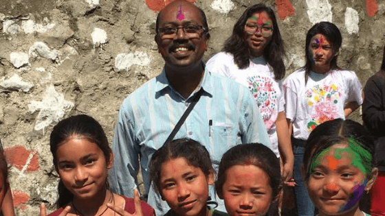 Stephen with Nepalese school children.