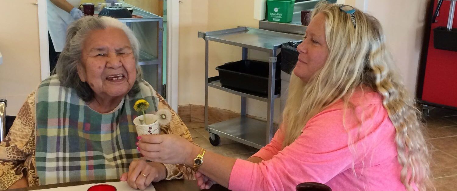 volunteer Karyn Hidden at Care Center for elderly blackfeet reservation montana