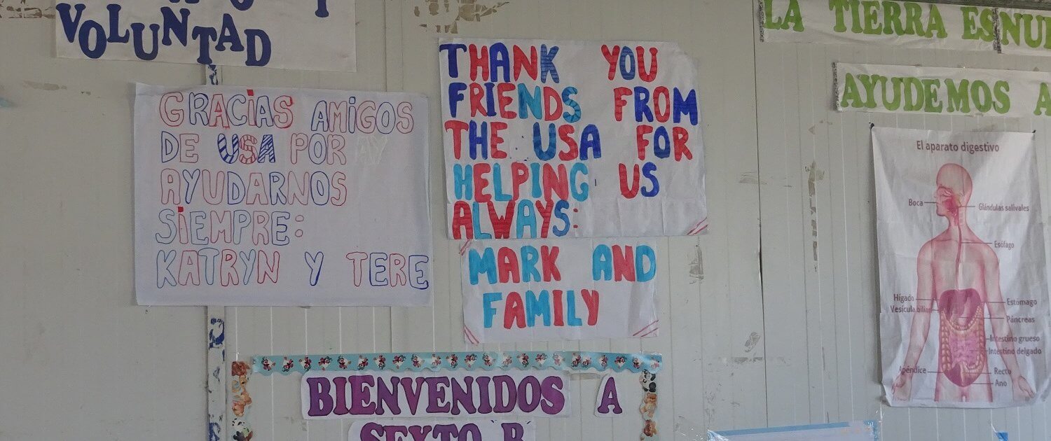 Wall signs made to thank volunteers in Peru