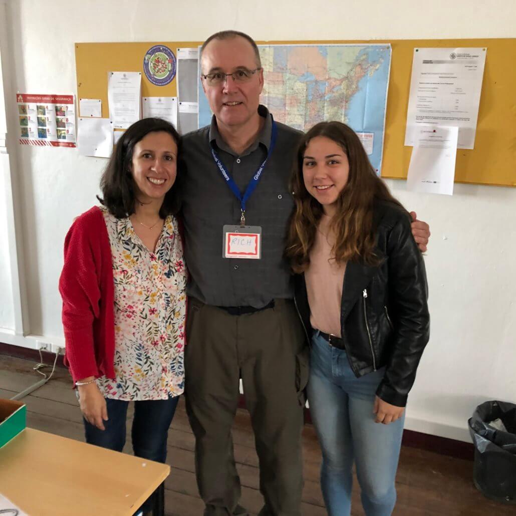 Rich with teacher Ana Sofia and student at Escola Bento de Jesus Caraca