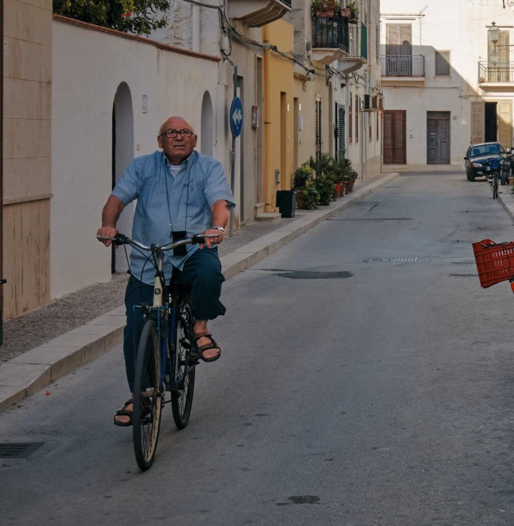 Man riding a bike at Favignana