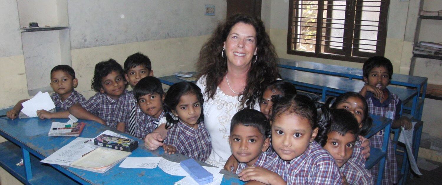 volunteer Cindy Howard at Grace School india english