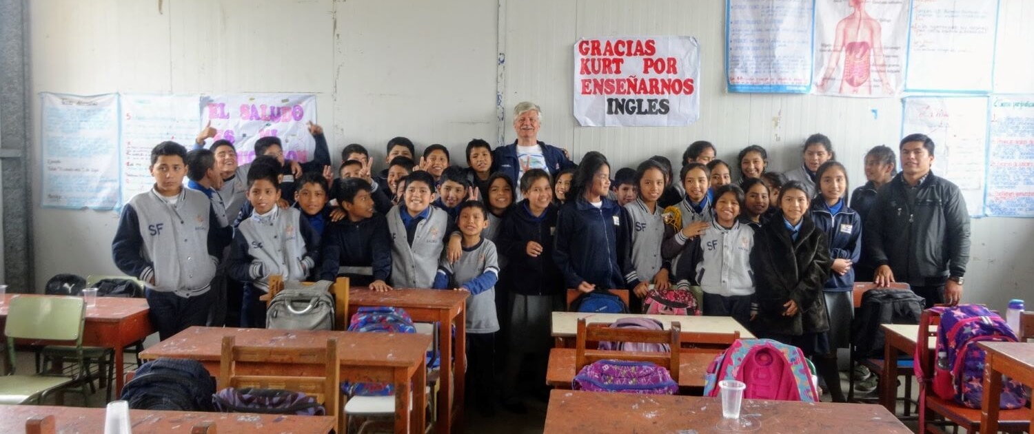 Volunteer Kurt Jaeger taught a sixth grade class in Peru.