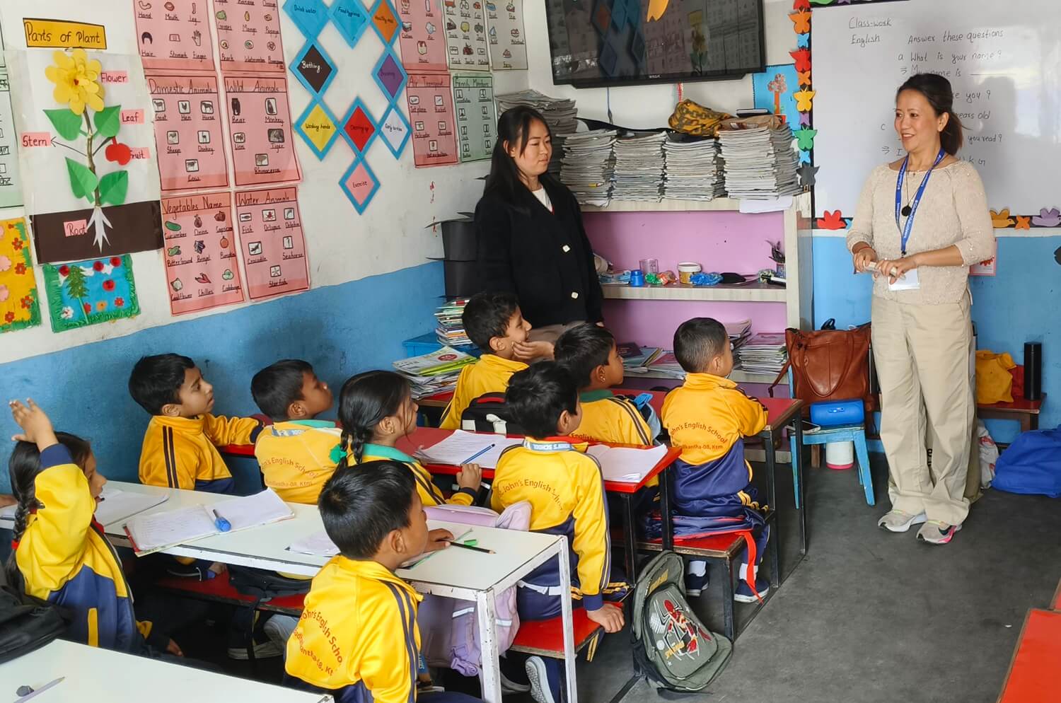 Volunteer Loann Dang teaching at St. John School in Nepal