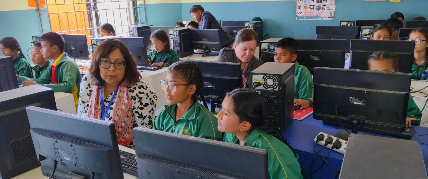 Volunteers Mary Foley and Neelam Jolly at St. Joseph School in Nepal