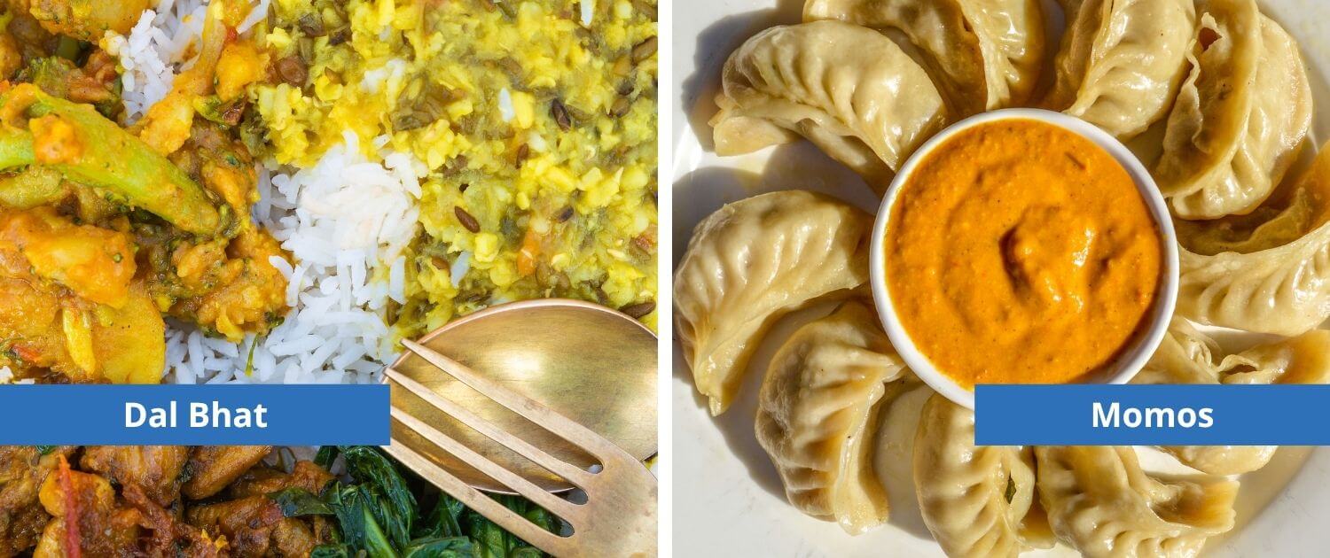 Your meals as a volunteer in Nepal; dal bhat and momos